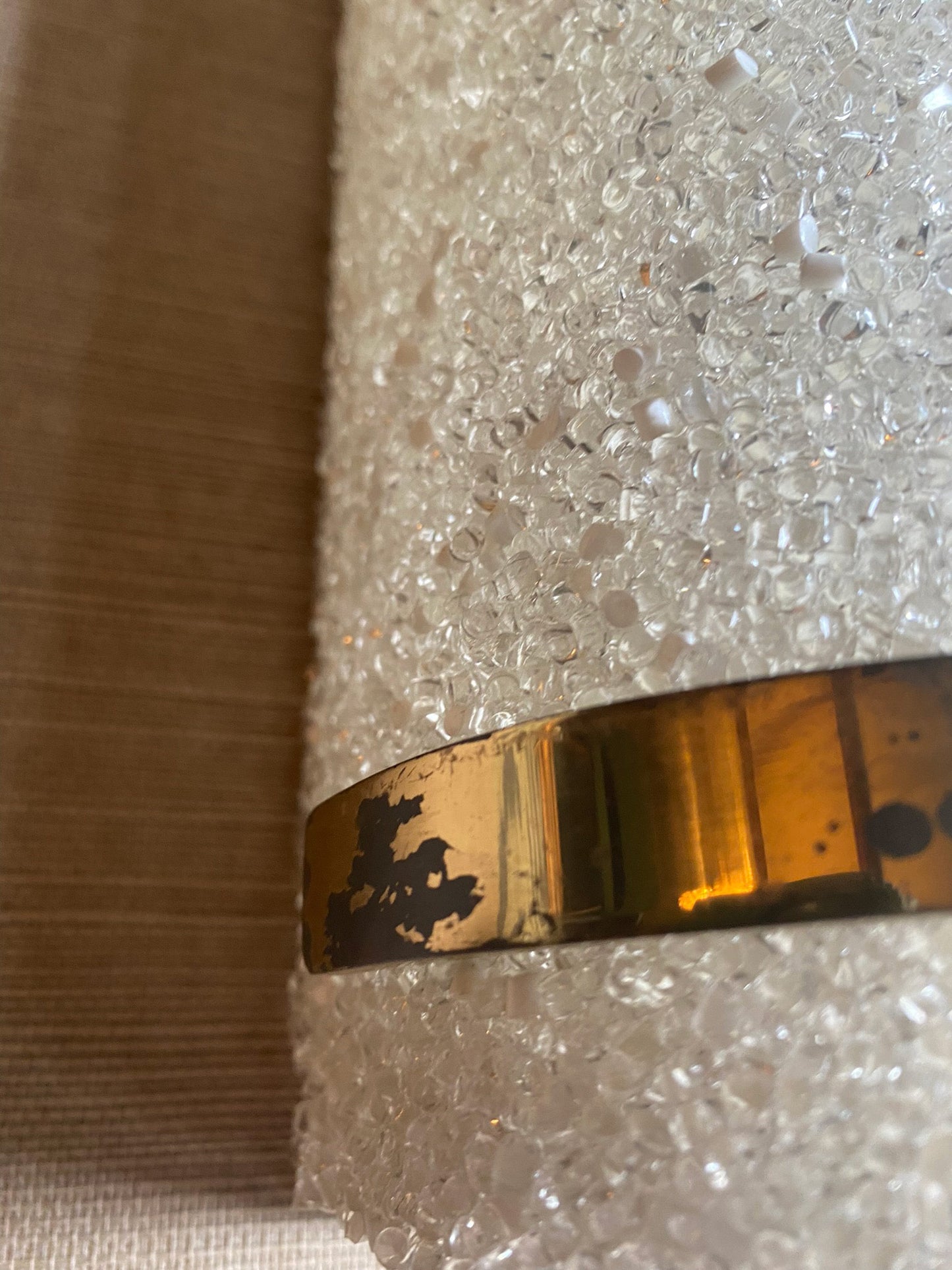 Stunning tubular vintage wall lights with brass coloured metal cuffs